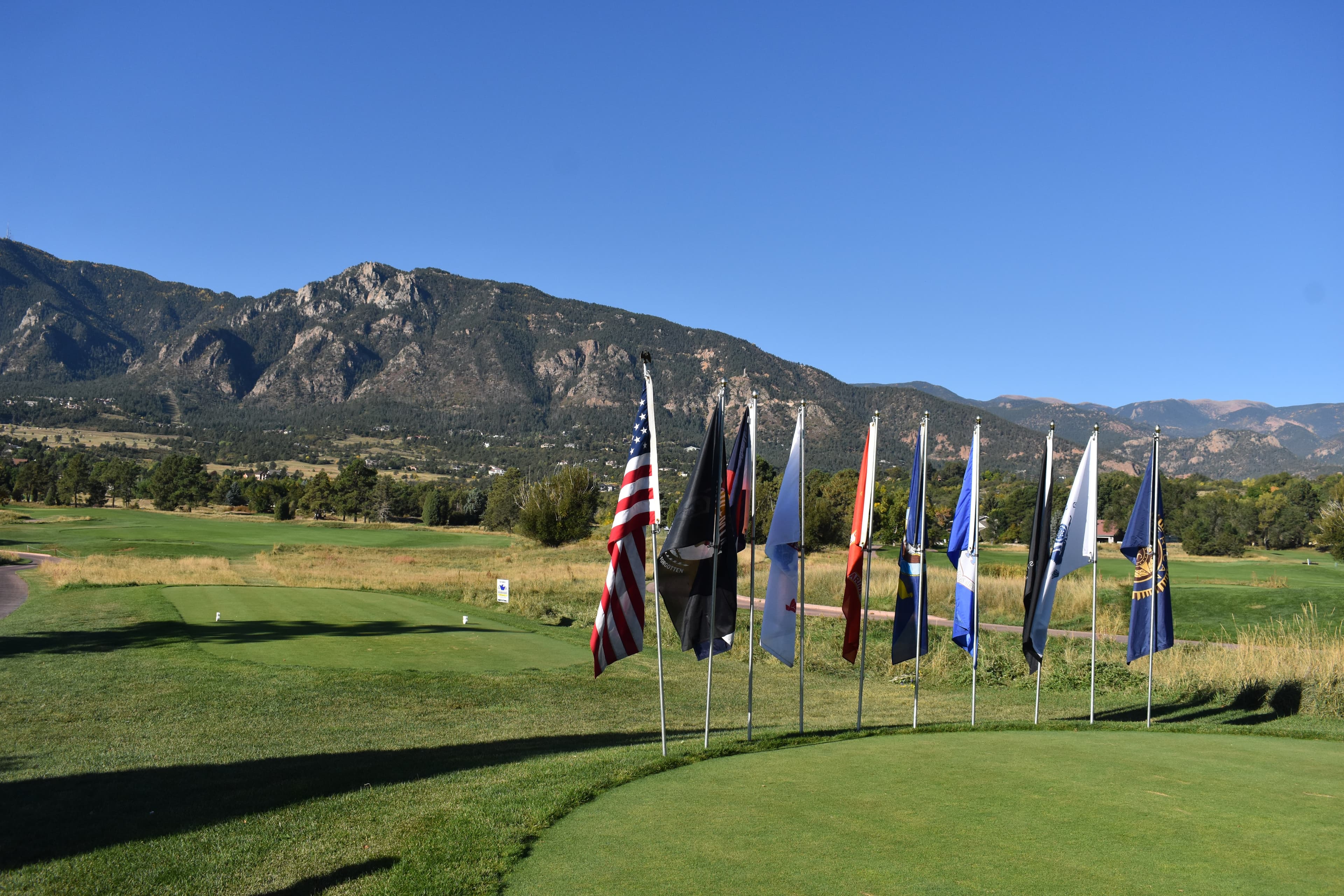 Tournament flags on display